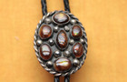 Vintage Hand Made Fire Agate Cluster Sterling Silver Bolo Tie