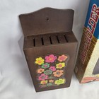 Vintage Giftwood Wood Wall Hanging Knife Block Holder Flower Power Kitschy Mcm