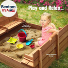 Large Wooden Kids Sandbox With Lid     Outdoor Sand Box For Kids With Cover Sand P
