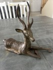 Exquisite Vtg Set Of 2 Designed Brass Deer     Combined 7 65 Lbs   12    X 10 25   