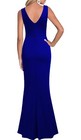 Woosea V Neck Split Evening Cocktail Long Dress Gown - Royal Blue -small