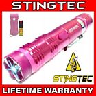 Stun Gun Pink Bling Metal 550 Bv Rechargeable Led Flashlight W Pepper Spray Set