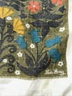 Vintage Lois Long Linen Tea Towel Pheasants Rabbits 1970 s Olive Orange Rare