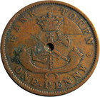 Bank Of Upper Canada 1852  1 Penny  Token   05583 