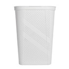 Plastic Rectangular Laundry Hamper With Hinged Lid White Clothes Storage Basket