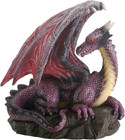 Purple Dragon On Rock Fantasy Figurine Resin Collectible