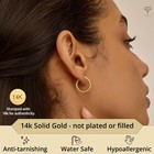 Solid 14k Yellow Gold Textured Round Hoop Earrings With Click Top