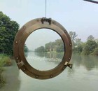 Antique Brass Finish Port Hole 24  Nautical Maritime Boat Ship Window Wall Glass