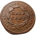 1828 United States Half Cent Classic Head 13 Stars 1 2c