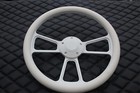 14  White Steering Wheel With White Wrap And Horn Button For Golf Carts utvs