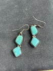 Vintage Turquoise Signed Navajo Sterling Silver Dangle Earrings Signed Ap