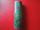 J7146 Vtg   925  Silver  Blue  Green  Enamel Needle    Case   See Description