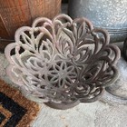 Antique French Cast Iron Lattice Acanthus Leaf Motif Planter centerpiece 9 75x7