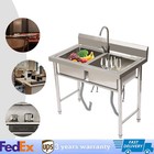 Commercial Restaurant Utility Kitchen Sink Double Compartment Stainless Steel