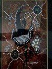 Aboriginal Dot Painting Signed By Artist Mundara Approx 8x10 Wood Framed