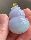 18k Yellow Gold Icy Purple Jadeite Jade Pendant Gourd 1019