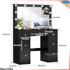 Vanity Makeup Table Set Dressing Desk With 11 Led Lighted Mirror 7 Drawers Black