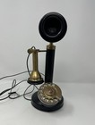 Vintage Antique-style Brass And Black Candlestick Telephone Analog Only Retro