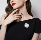 Elegant Rhinestone Flower Snowflake Pin Brooch Marquise Dahlia Mum Crystal Glam