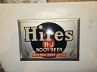 Vintage 50s Hires Root Beer Soda Pop Sign toc tin Over Cardboard donaldson Fa-2