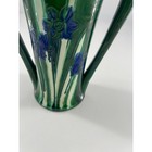 Vintage Ceramic Vase Green Blue Floral Flowers Unique Glazed Pot 
