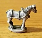 Set Of 2 Pewter Cow Thimble And Clydesdale Horse Figurines Farm Animals