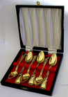 Six Cased French Sterling Silver Gilt Grapefruit Citrus Spoons C1850 Antique