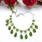 Green Peridot Gemstone Handmade 925 Sterling Silver Jewelry Necklace Sz-17-18 