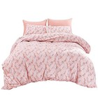  3 Piece Blush Duvet Cover Set Size  Soft Floral Print Queen Pink Paisley