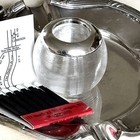 Antique Silver Ribbed Glass Match Holder Striker Ball Collectors  ashtray 