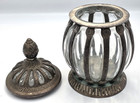 Vintage India Caged Hand Blown Bubble Glass Apothecary Jar Brass Lidded 9  Heavy