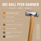 Tooltreaux 4oz Ball Peen Hammer With Hardwood Handle  Small Engineers Hammer