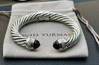 David yurman 10mm Cable Bracelet   Sterling Silver Black Onyx   Diamonds Size L