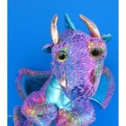 Dan Dee Dragon Stuffed Animal Plush Pink Shimmering Rainbow Aqua 16 