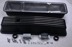 Black Aluminum Chevy Nostalgia Finned Tall Valve Covers 283 305 327 350 400 Sbc