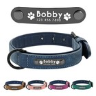 Soft Leather Personalised Dog Collar Custom Id Name For Small Medium Large Dogs