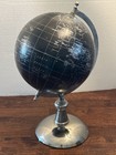 Black Version Globe World Map W chrome Metal Base  13 5    Tall  6  Dia  Base