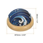 Pin Cushion Wooden Base Japanese Style Round Pincushion  Wave Blue