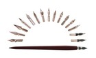 Wooden Dip Pen And Calligraphy Nibs Set - Nib Holder Kit With 16 Calligraphy Nib