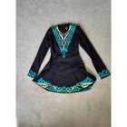Irish Dance Solo Dress For Adult Senior Size Black Teal Gold Embroidered Simple