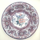 Vntg Porcelain Chinoiserie Large Bowl 13 5    Diameter Floral Teal Lavender Pink