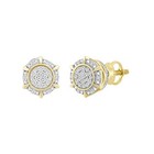 10k Yellow Gold 1 6 Ct Natural Round Diamond Men s Cluster Earrings
