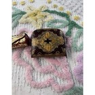 Vintage Italian Coin Purse Lipstick Holder Set Ornate Gold Red