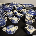 Vintage Blue Willow Miniature Tea Set 65 Pc Made In Japan Blue White Porcelain