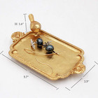 Antique Trinket Dish Vintage Golden Metal Jewelry Tray With Bird  Ring Holder