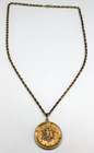 Vintage Chunky Bronze Gemini Zodiac Astrological Sign Pendant Necklace 24  Long