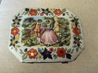 Vintage Daher Floral Figural Tin Lidded Hinged Made In England 4-10 16 h X 5-1 4