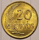 1962 Peru 20 Centavos - Au - Excellent Coin