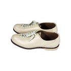 Vintage Brunswick Bowling Shoes Men s 9 5 Tan Beige Leather Retro Toe Split 80 s