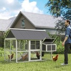 Chicken Coop  Wooden Chicken House With Run   Nesting Boxes  Gray